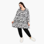  AKH Fashion Bigshirt in gerader Form, aus Viskose, 1301.06909, Schwarz-Weiß, Schick, Modern