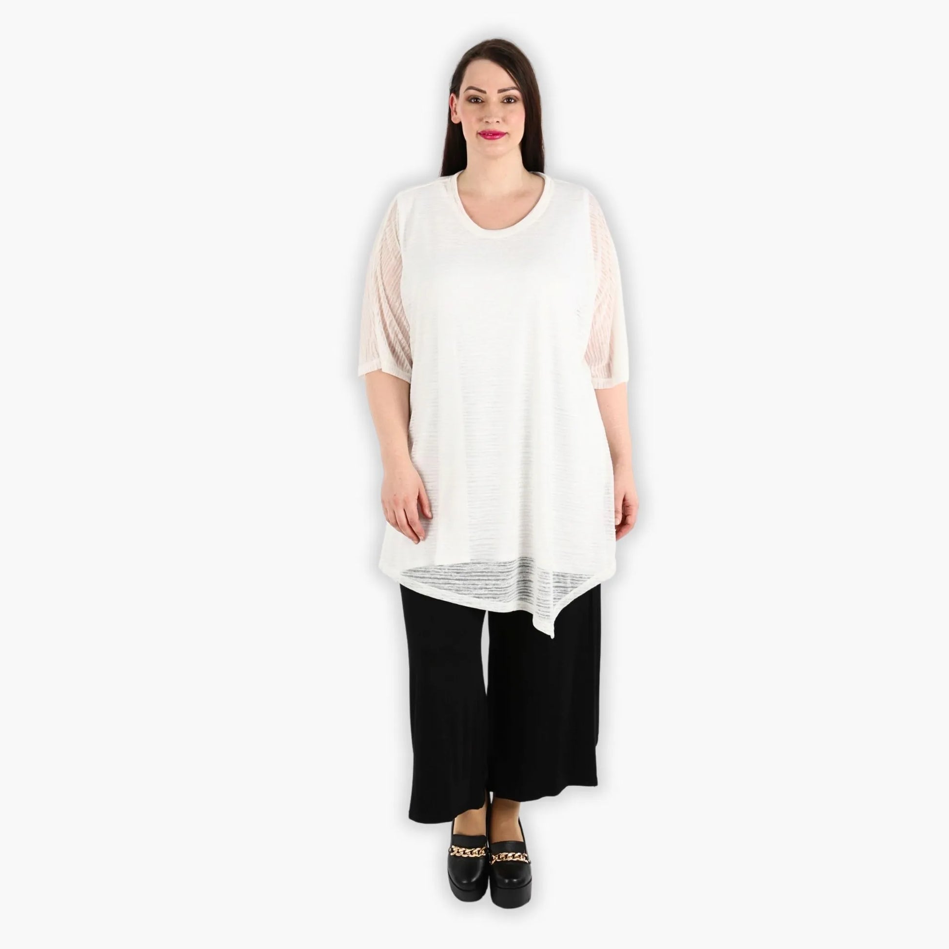  Bigshirt von AKH Fashion aus Viskose in gerundeter Form, 1302.02151, Creme, Schick, Modern