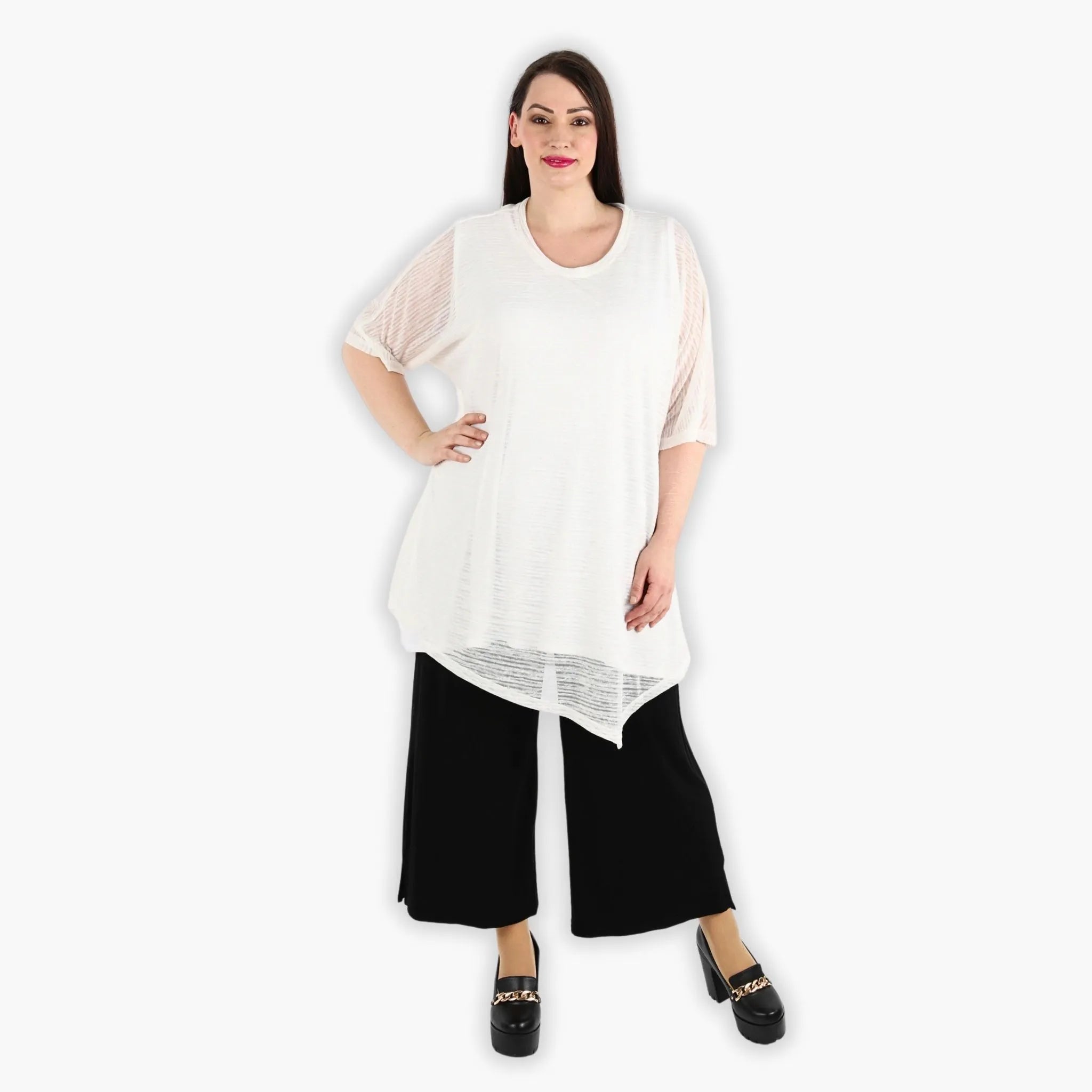  AKH Fashion Bigshirt in gerundeter Form, aus Viskose, 1302.02151, Creme, Schick, Modern