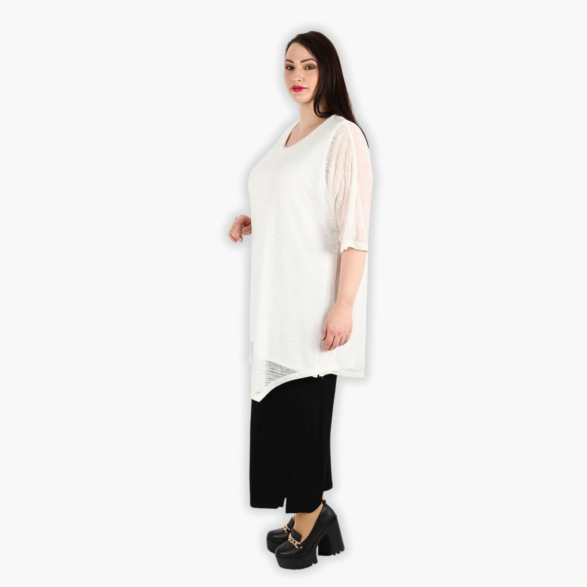  AKH Fashion Bigshirt in gerundeter Form, aus Viskose, 1302.02151, Creme, Schick, Modern