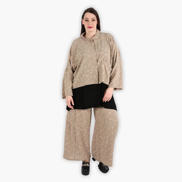  AKH Fashion Hose in gerader Form, aus Materialmix, 1303.06710, Cognac, Streifen, Schick