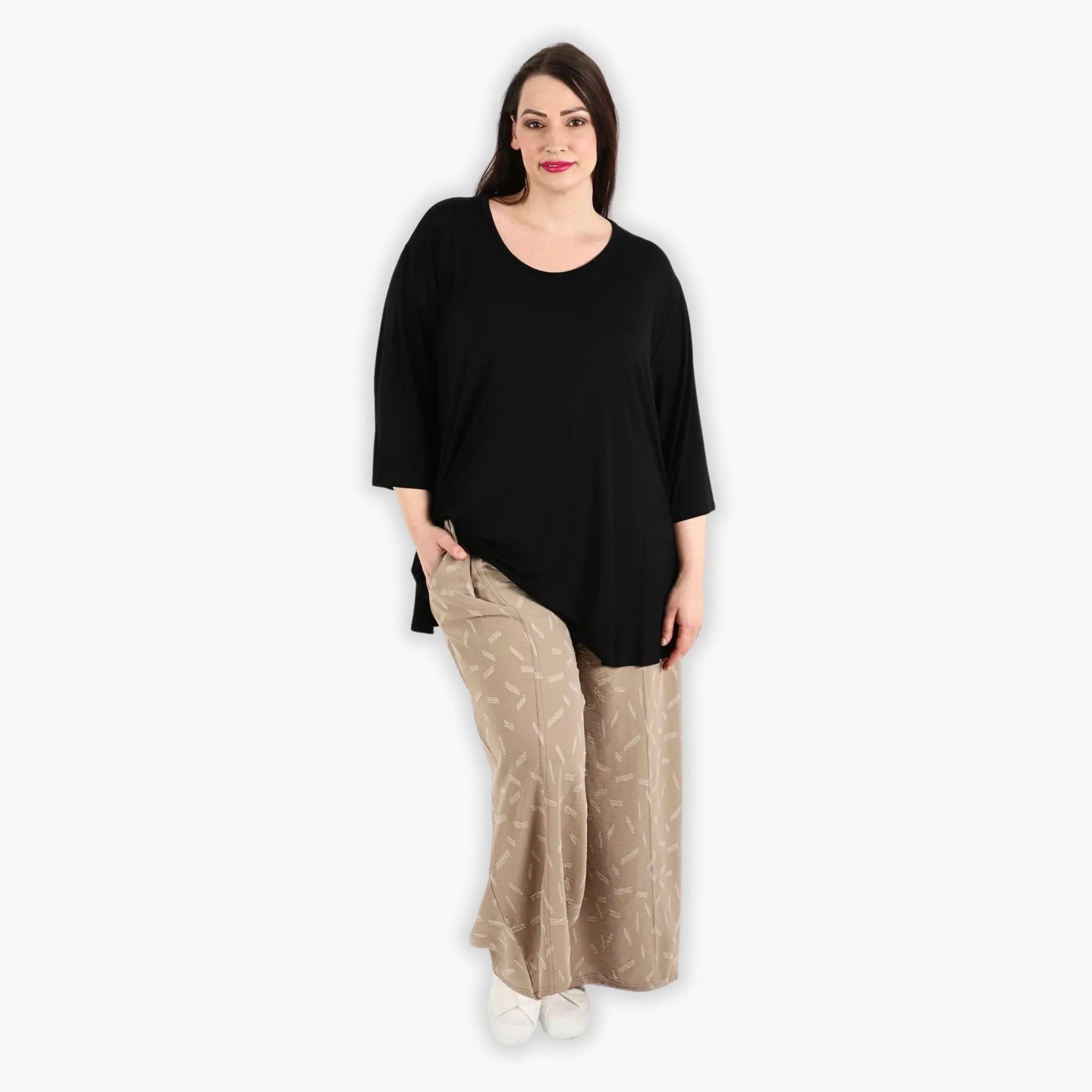  AKH Fashion Hose in gerader Form, aus Materialmix, 1303.06927, Cognac, Streifen, Schick