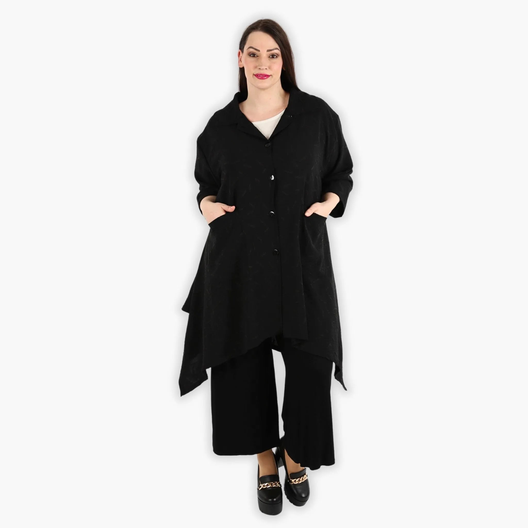  A-Form Jacke von AKH Fashion aus Materialmix, 1303.06935, Schwarz, Streifen, Schick