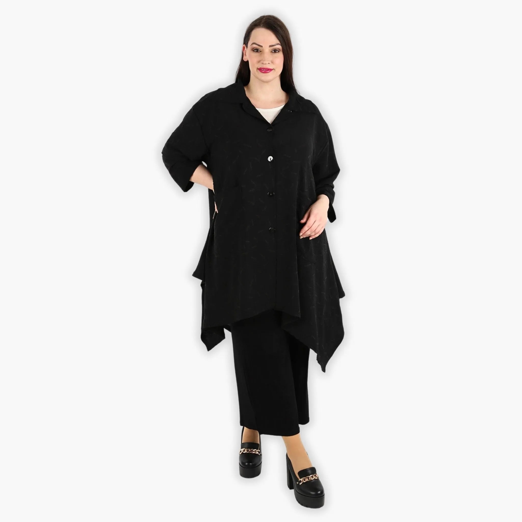  A-Form Jacke von AKH Fashion aus Materialmix, 1303.06935, Schwarz, Streifen, Schick