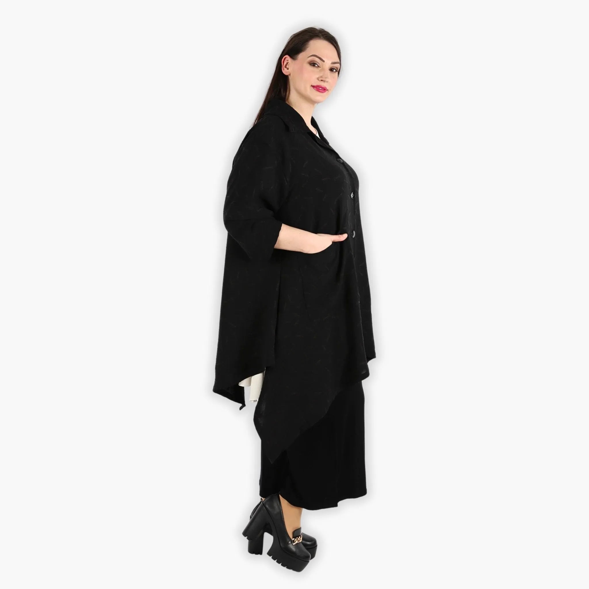  A-Form Jacke von AKH Fashion aus Materialmix, 1303.06935, Schwarz, Streifen, Schick