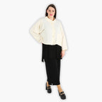  AKH Fashion Jacke in gerader Form, aus Materialmix, 1303.06992, Creme, Streifen, Schick