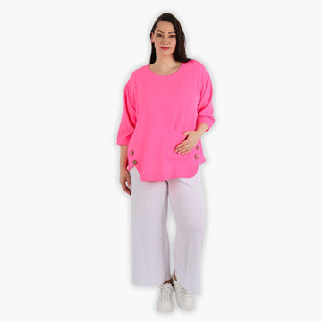  Bigshirt von AKH Fashion aus Viskose in kastiger Form, 1305.02412, Fuchsia, Schick, Modern