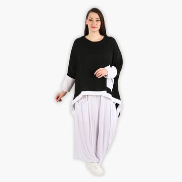  A-Form Bigshirt von AKH Fashion aus Viskose, 1305.02413, Schwarz-Weiß, Unifarben, Ausgefallen