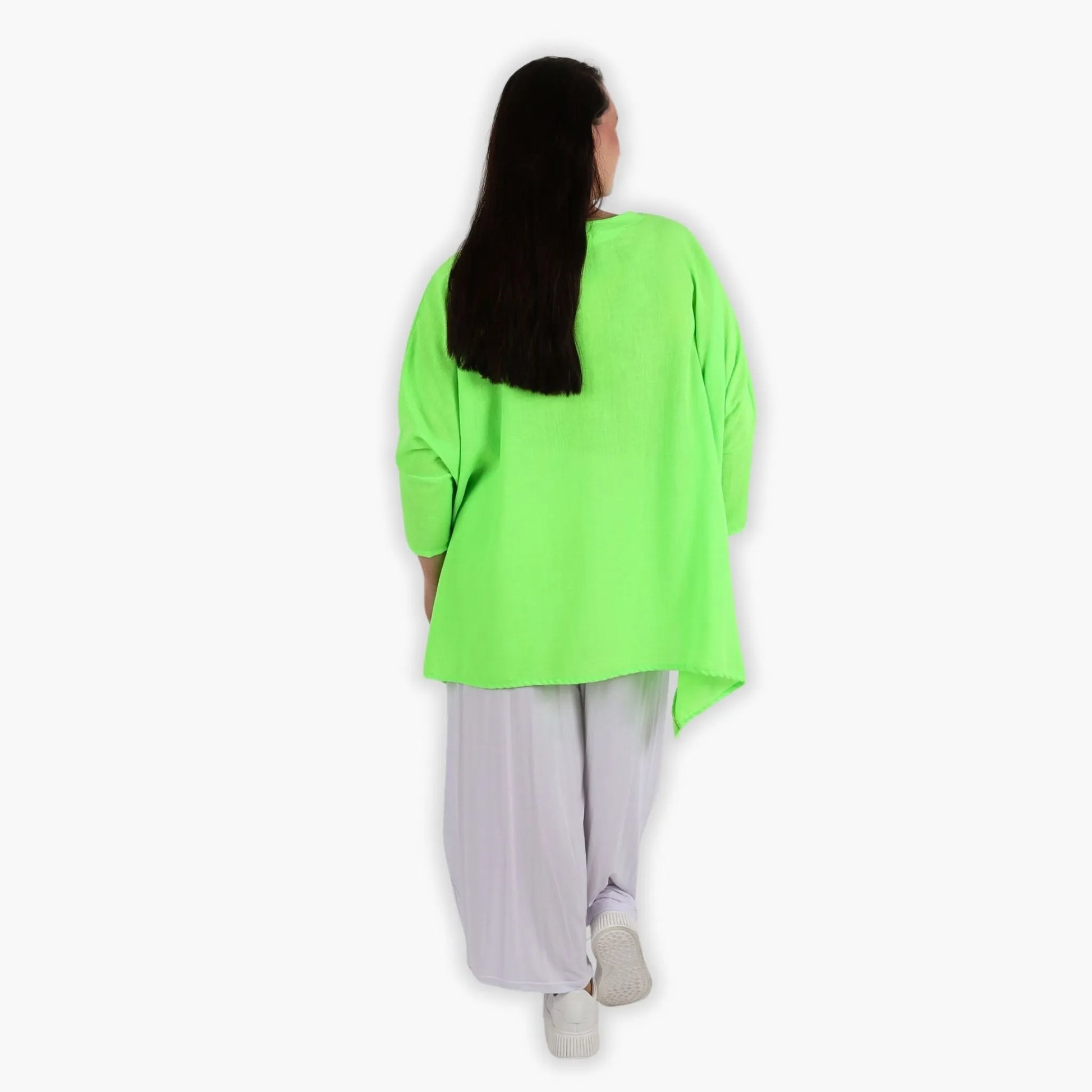  A-Form Bigshirt von AKH Fashion aus Viskose, 1305.02413, Neongrün, Unifarben, Schick, Modern