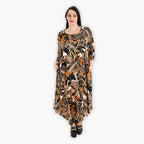  A-Form Kleid von AKH Fashion aus Viskose, 1307.01927, Schwarz-Cognac-Beige, Farbmix