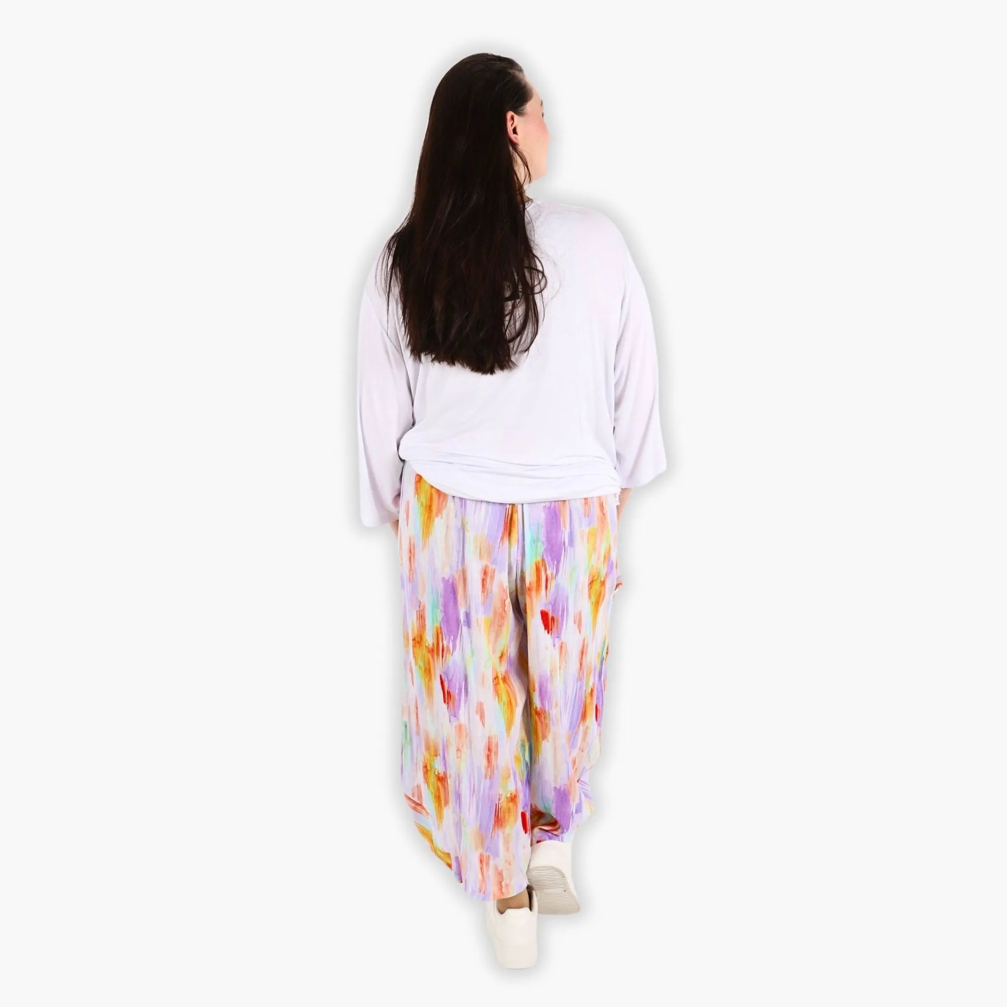  Ballonhose von AKH Fashion aus Viskose, 1308.08069, Weiß-Flieder-Orange, Farbmix, Schick