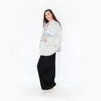  AKH Fashion Jacke in gerundeter Form, aus Viskose, 1377.00140, Blau-Ecru, Gerippt, Schick