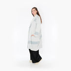  Ballonmantel von AKH Fashion aus Viskose, 1377.02494, Blau-Ecru, Gerippt, Schick, Modern