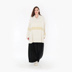 A-Form Bigshirt von AKH Fashion aus Viskose, 1377.0593R, Senf-Ecru, Gerippt, Schick, Modern