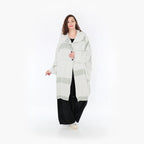  Ballonmantel von AKH Fashion aus Viskose, 1377.06518, Olive-Ecru, Gerippt, Schick, Modern