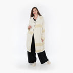  Ballonmantel von AKH Fashion aus Viskose, 1377.06518, Senf-Ecru, Gerippt, Schick, Modern