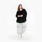  Ballonhose von AKH Fashion aus Viskose, 1377.08069, Blau-Ecru, Gerippt, Schick, Modern