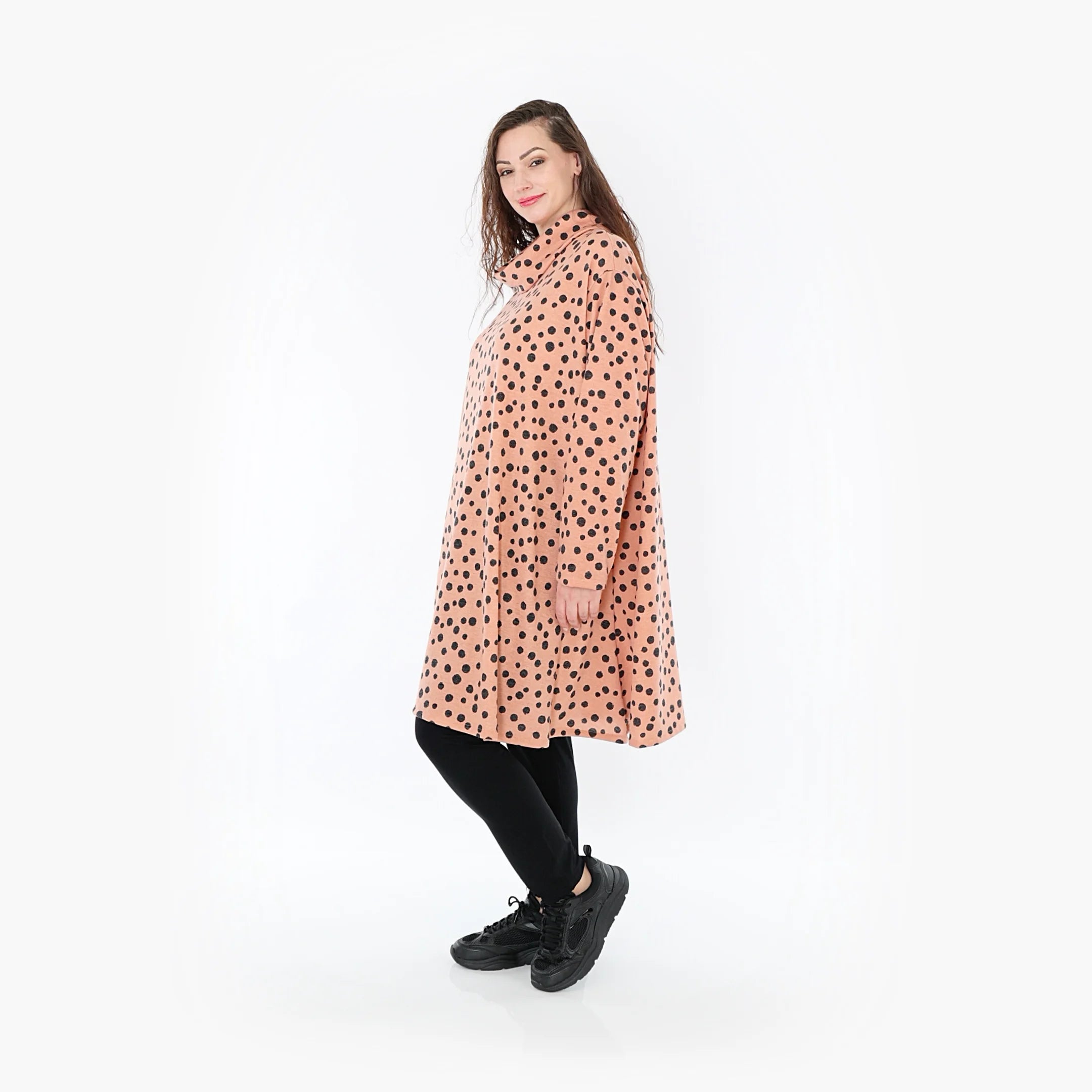  A-Form Bigshirt von AKH Fashion aus Materialmix, 1382.02666, Altrosa-Anthrazit, Punkte