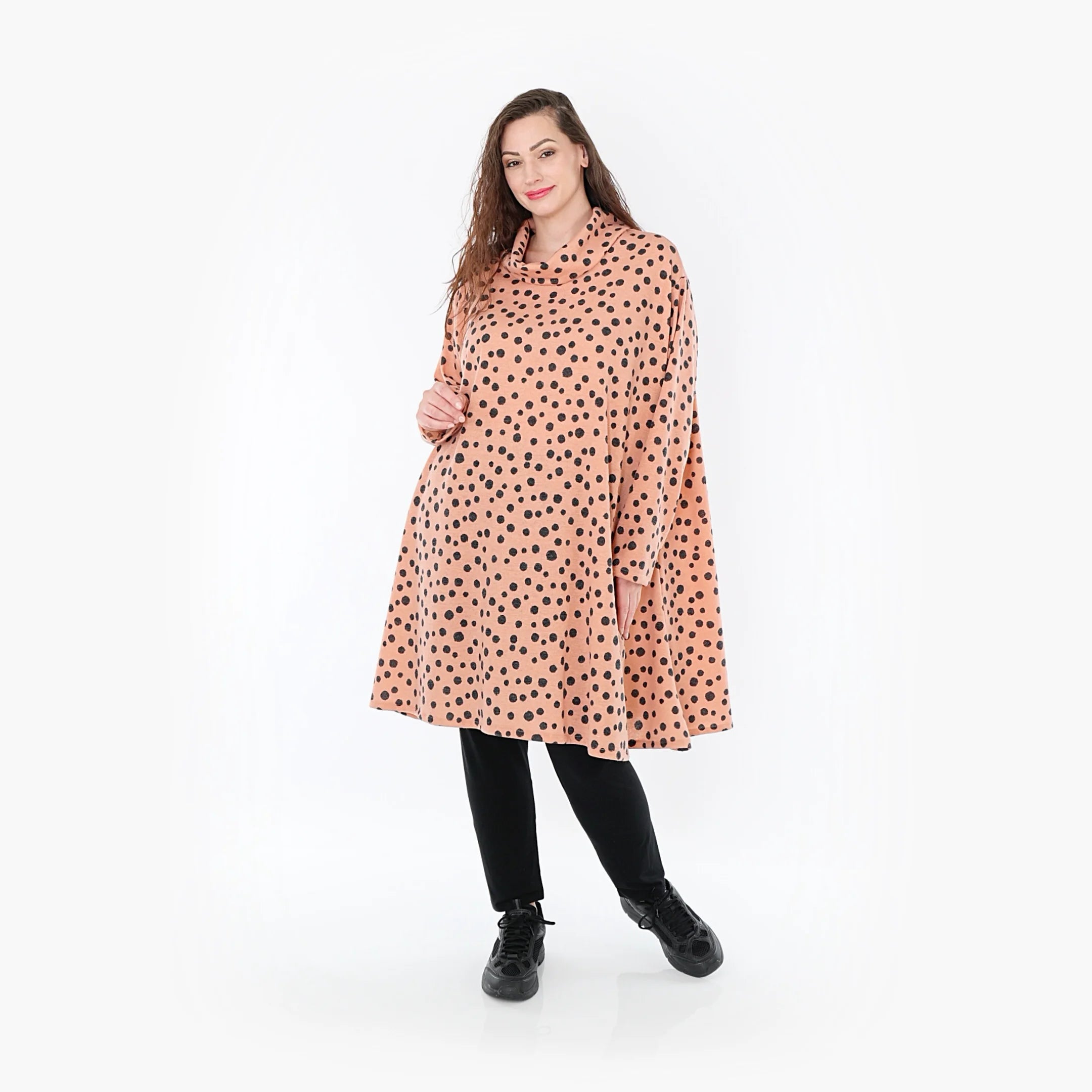  A-Form Bigshirt von AKH Fashion aus Materialmix, 1382.02666, Altrosa-Anthrazit, Punkte