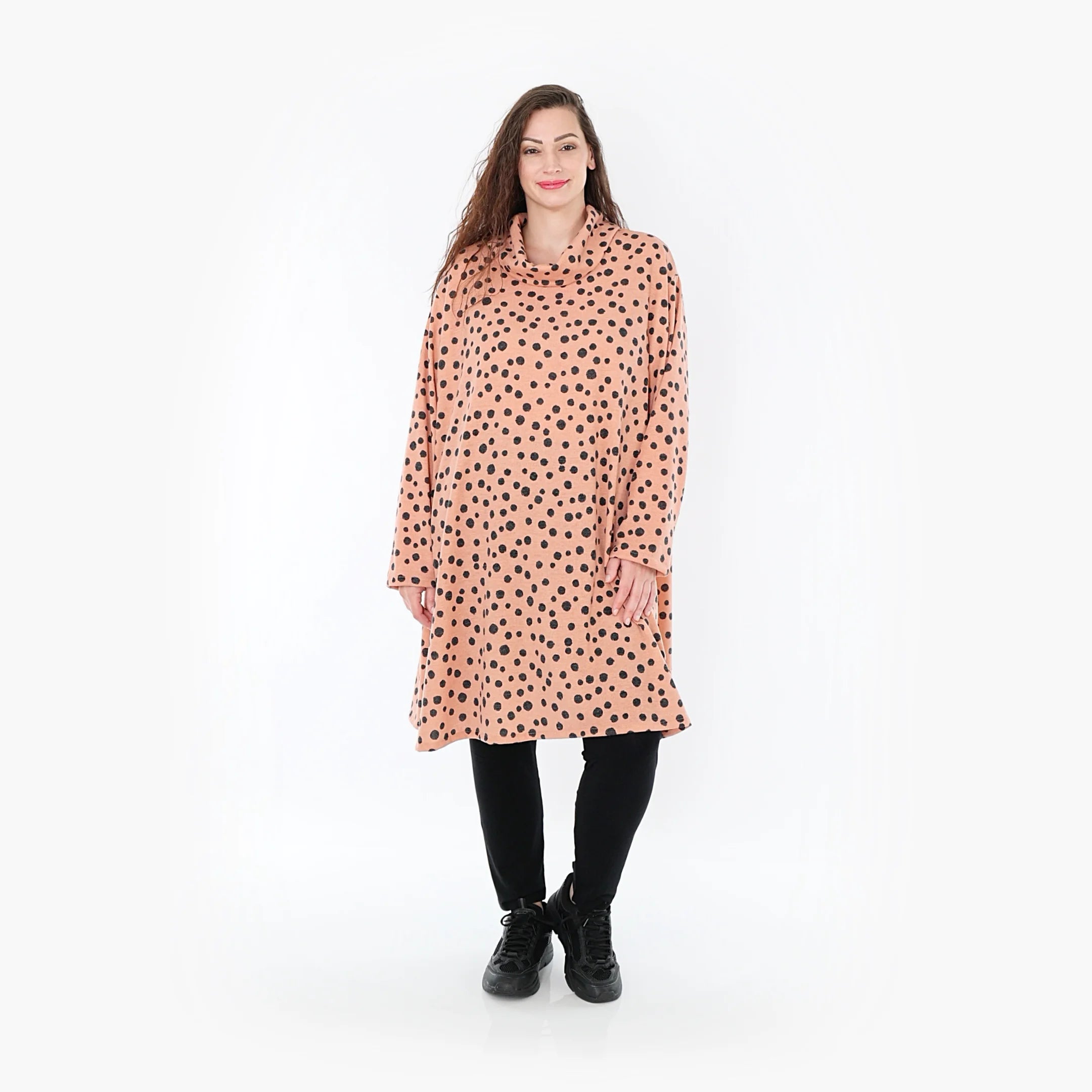  A-Form Bigshirt von AKH Fashion aus Materialmix, 1382.02666, Altrosa-Anthrazit, Punkte