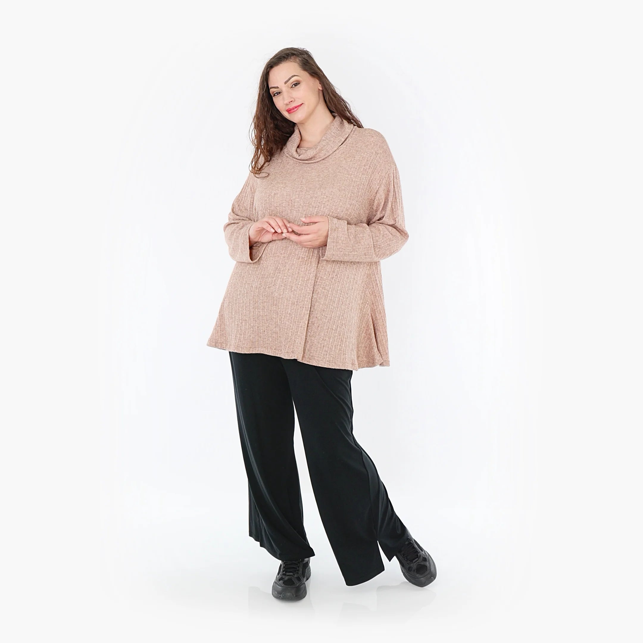  AKH Fashion Shirt in Glocken-Form, aus Polyurethan, 1384.1892R, Taupe, Gerippt, Schick