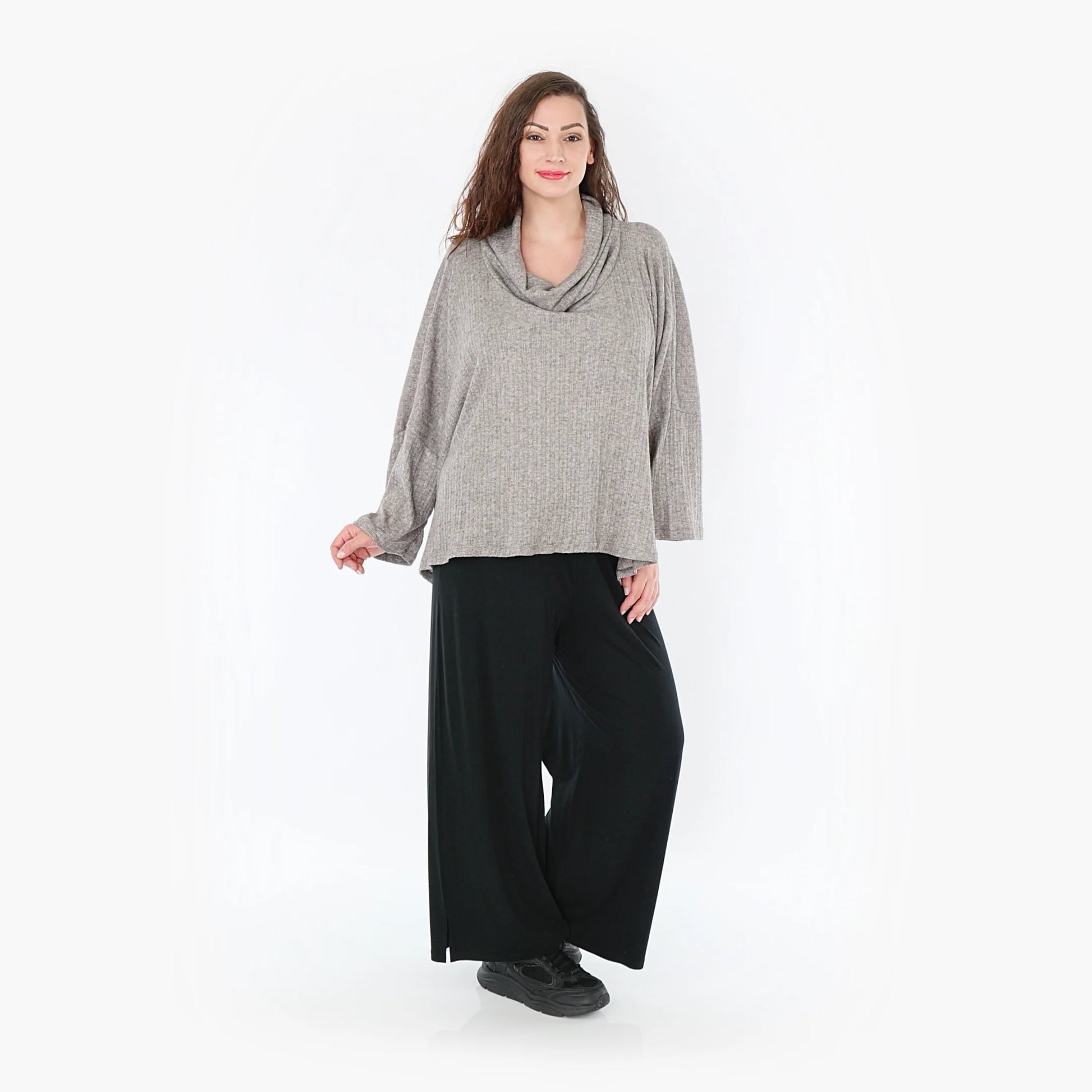  Stylisches Feinstrick-Oberteil mit Rollkragen und lässigem Lagenlook für Plus Size Fashion