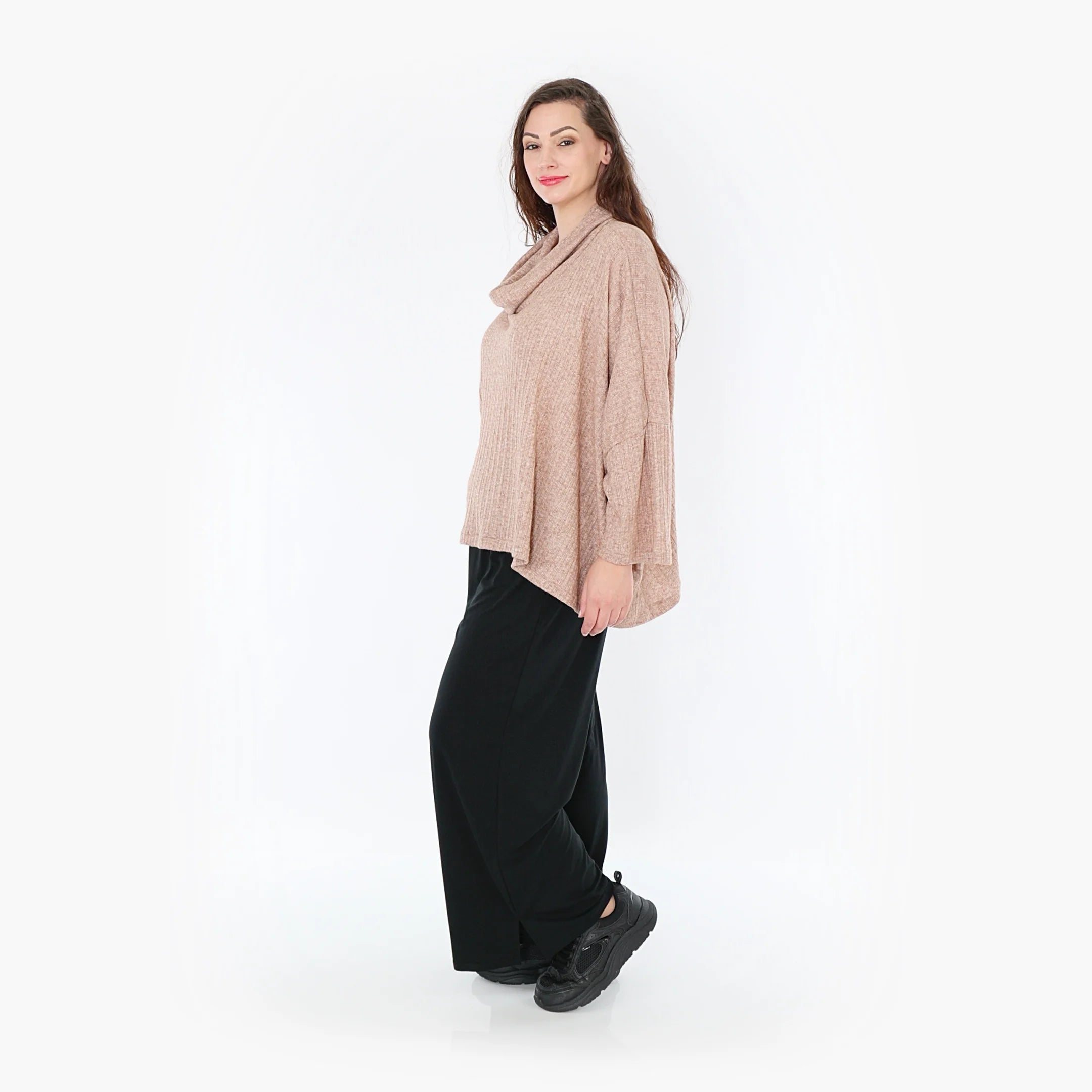  AKH Fashion Bigshirt in kastiger Form, aus Polyurethan, 1384.03019, Taupe, Gerippt, Schick