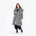 Ballonmantel von AKH Fashion aus Polyester, 1386.01776, Schwarz-Weiss, Hahnentritt