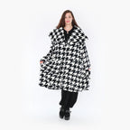  Ballonmantel von AKH Fashion aus Polyester, 1386.01776, Schwarz-Weiss, Hahnentritt