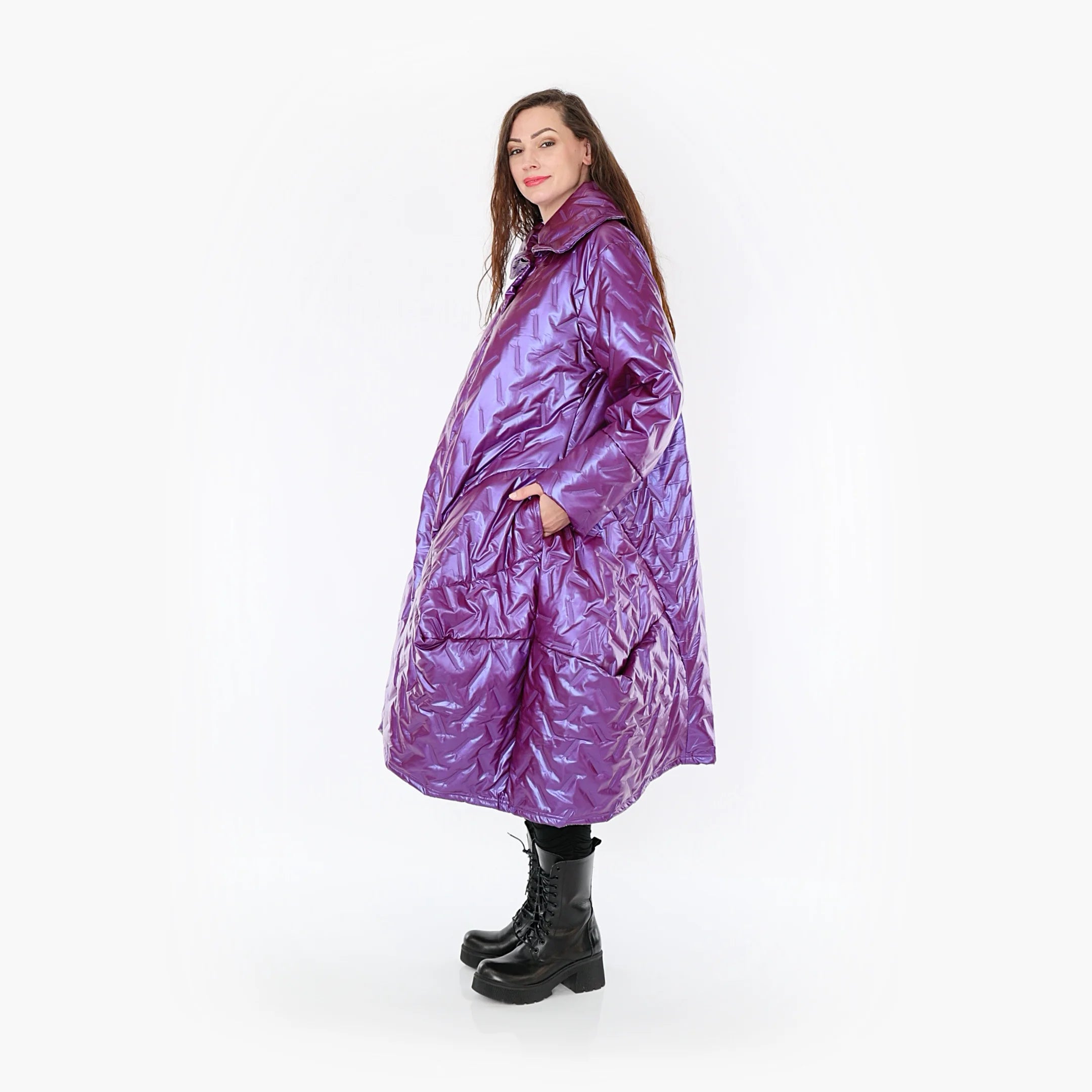  Ballonmantel von AKH Fashion aus Polyester, 1387.03023, Fuchsia, Grafik, Schick, Modern