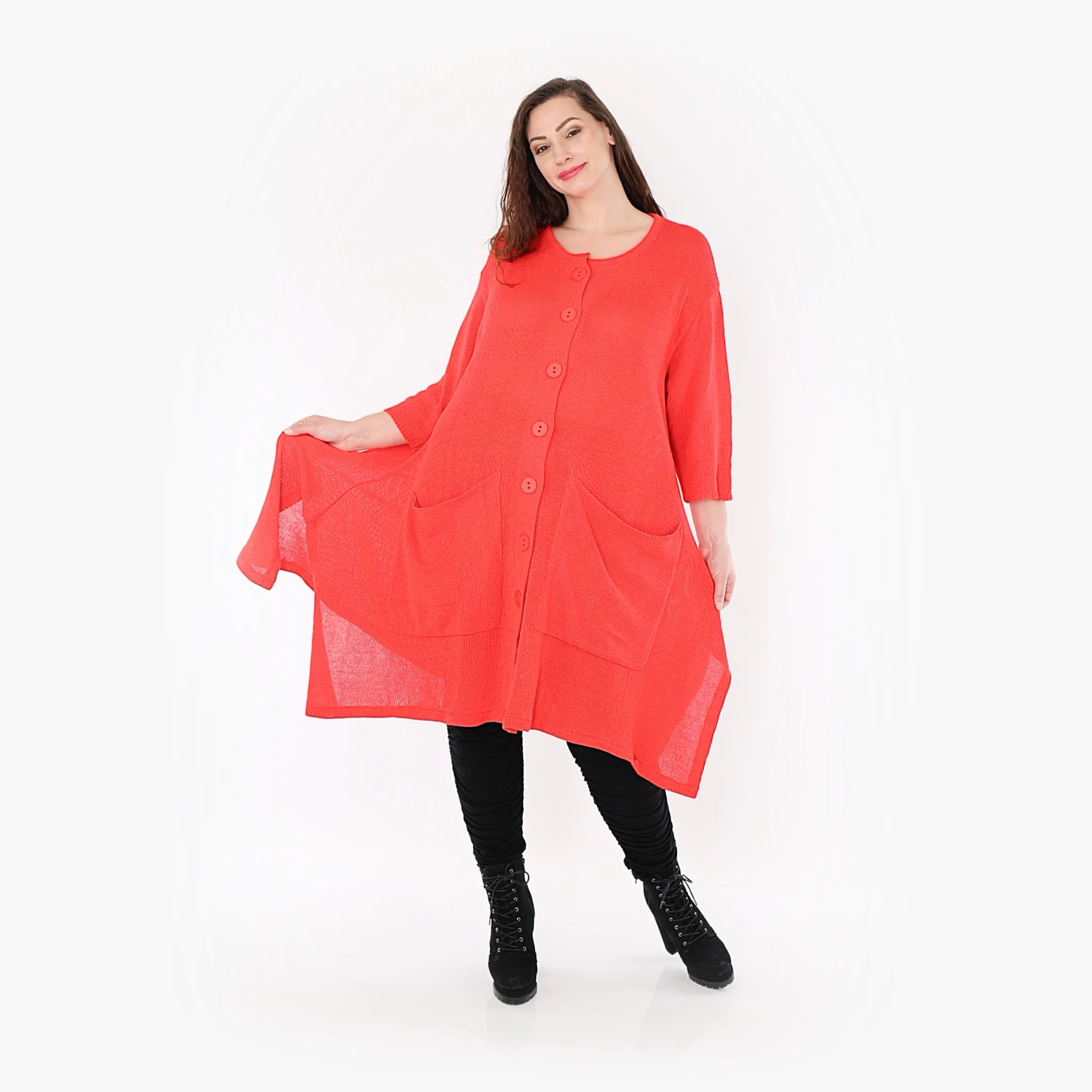  A-Form Mantel von AKH Fashion aus Baumwolle, 1388.01020, Rot, Schick, Modern, Bequem