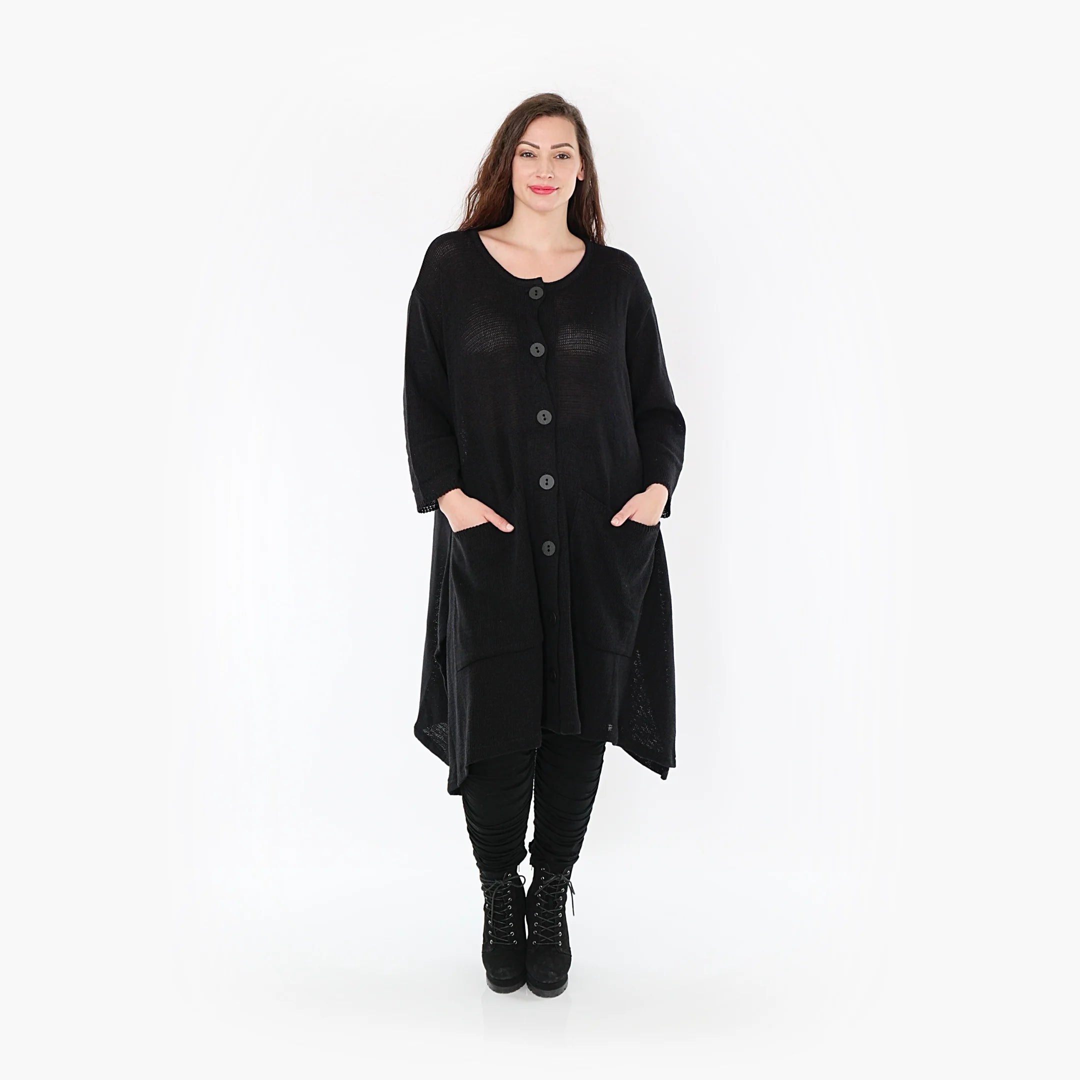  A-Form Mantel von AKH Fashion aus Baumwolle, 1388.01020, Schwarz, Schick, Modern, Bequem