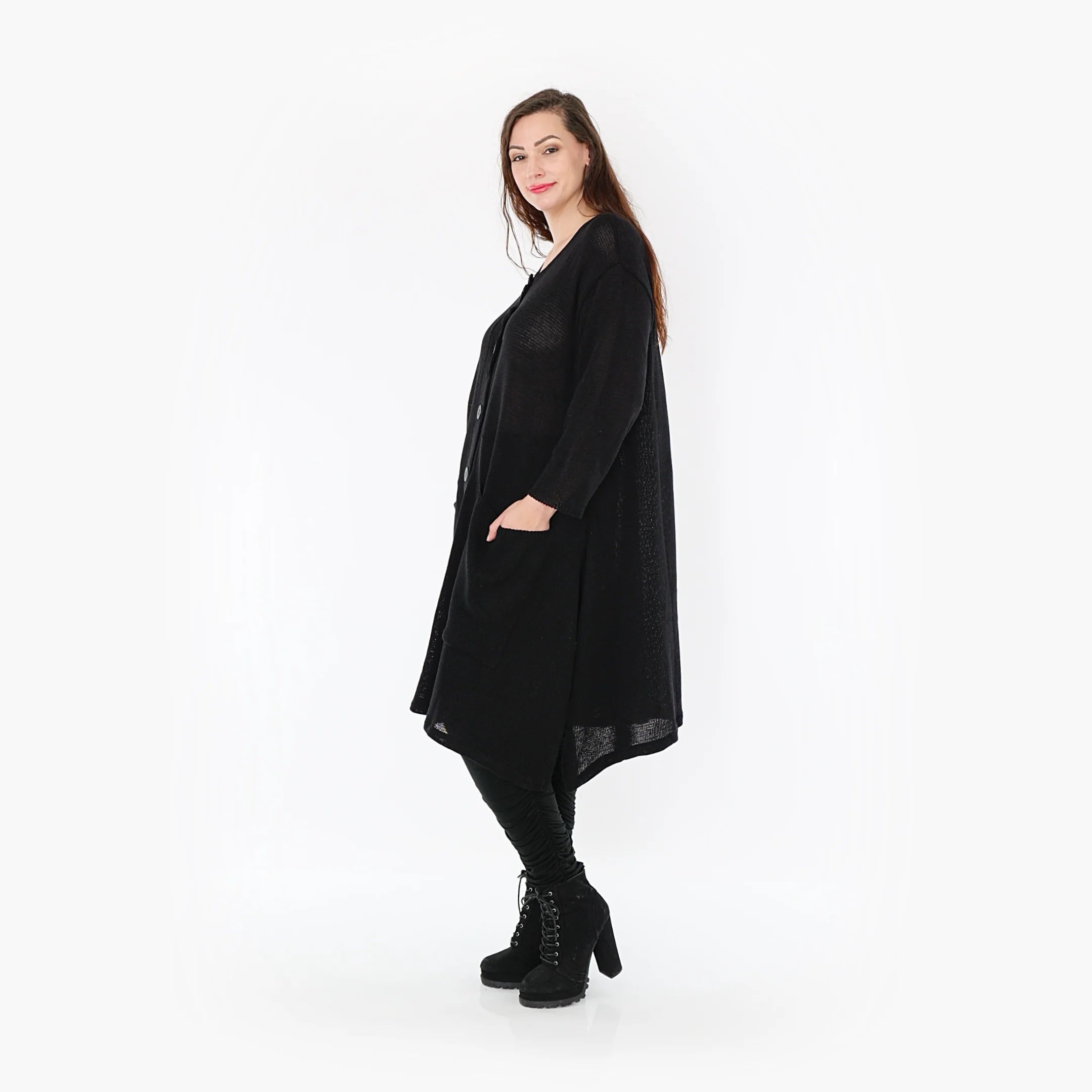  A-Form Mantel von AKH Fashion aus Baumwolle, 1388.01020, Schwarz, Schick, Modern, Bequem