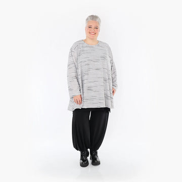  A-Form Bigshirt von AKH Fashion aus Baumwolle, 1402.00593, Grau-Schwarz, Meliert, Schick