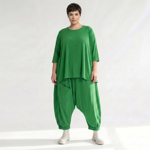 Ausgefallenes Oversize Shirt in moderner Glockenform, stretchig und figurumspielend, Grün