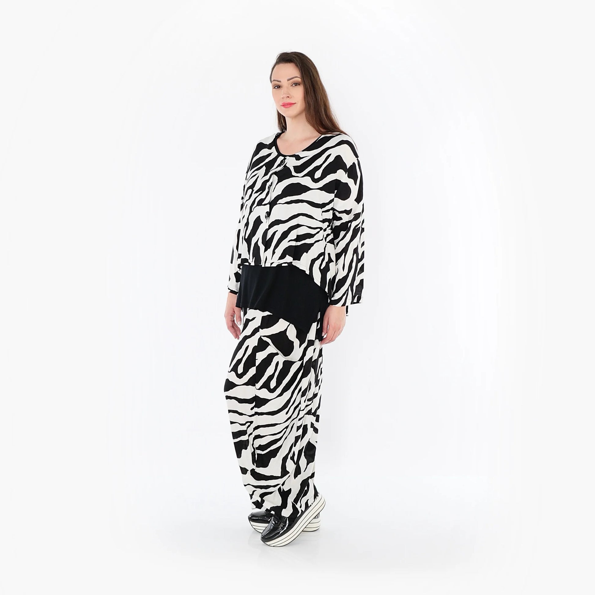  Ballonhose von AKH Fashion aus Rayon, 1486.08069, Weiß/Schwarz, Zebra, Ausgefallen, Schick