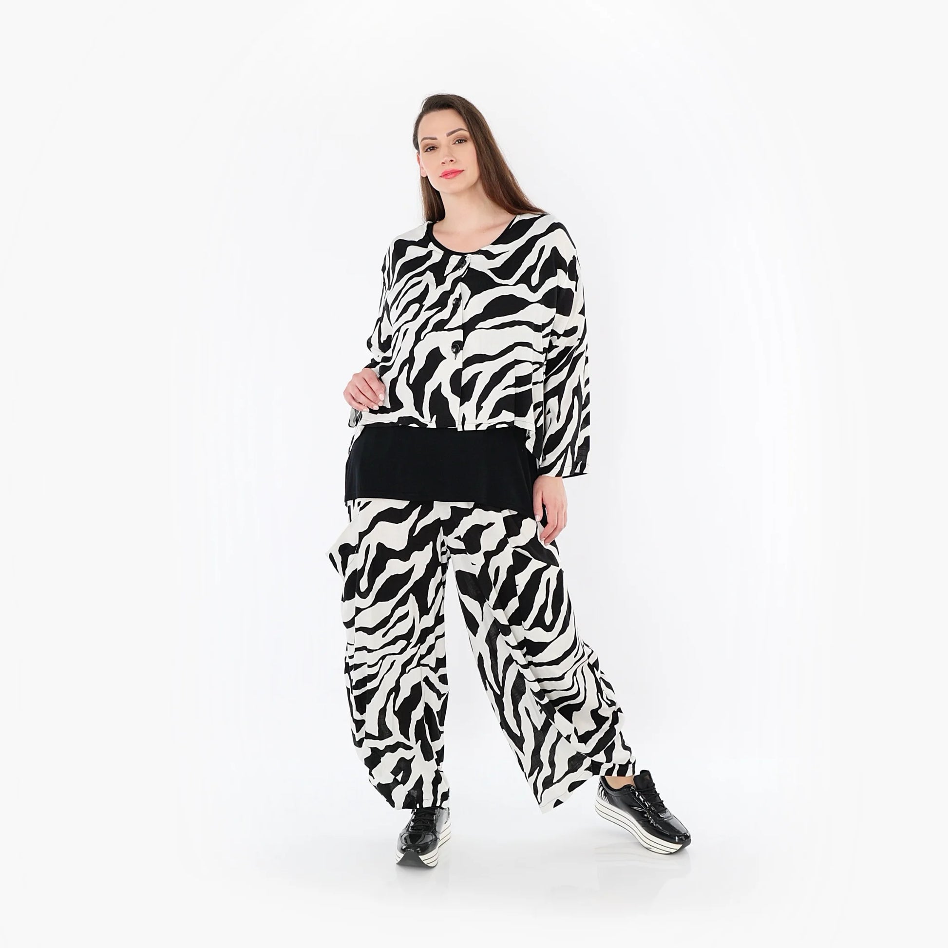  Ballonhose von AKH Fashion aus Rayon, 1486.08069, Weiß/Schwarz, Zebra, Ausgefallen, Schick