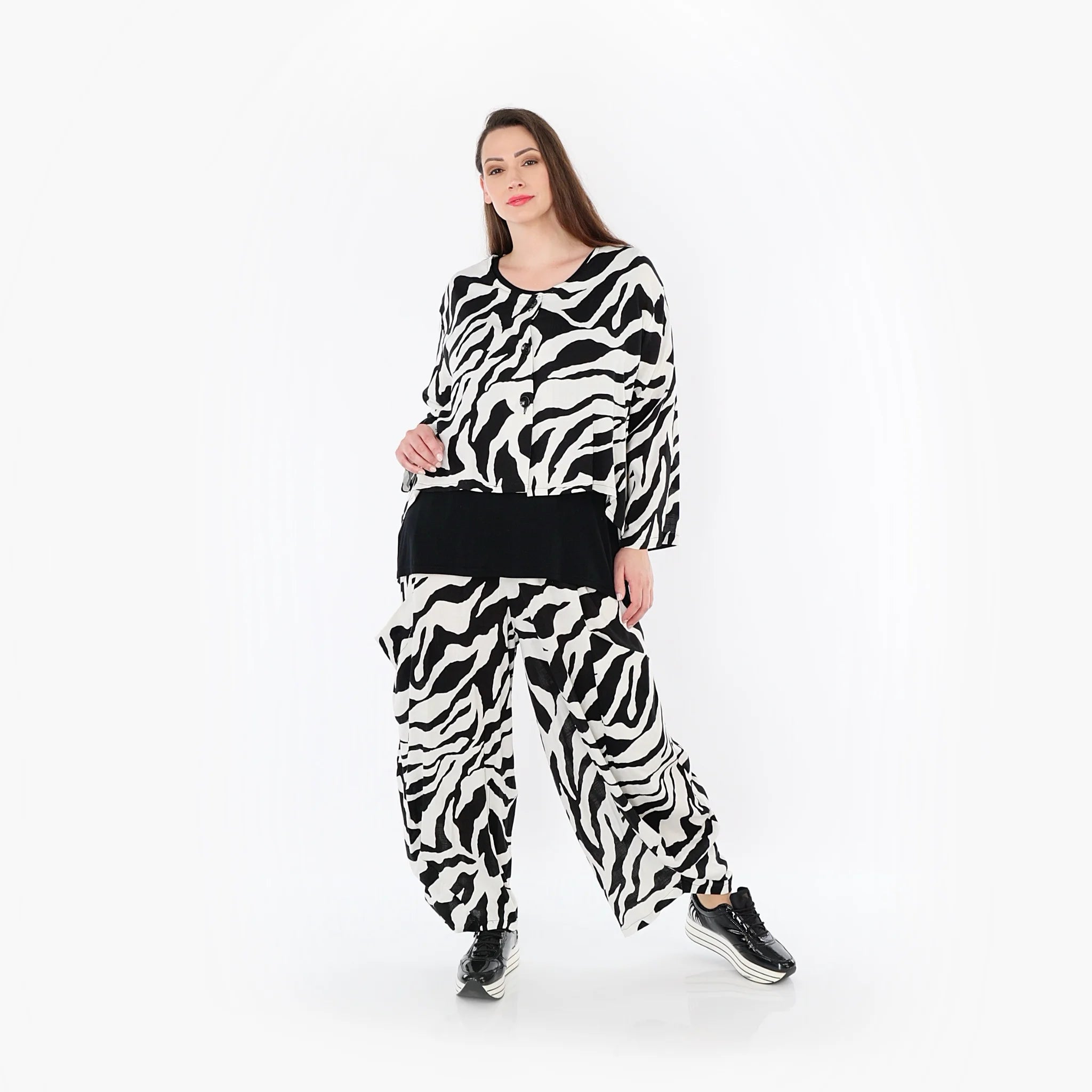  Ballonhose von AKH Fashion aus Rayon, 1486.08069, Weiß/Schwarz, Zebra, Ausgefallen, Schick