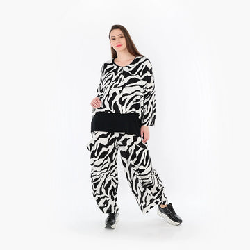  Ballonhose von AKH Fashion aus Rayon, 1486.08069, Weiß/Schwarz, Zebra, Ausgefallen, Schick