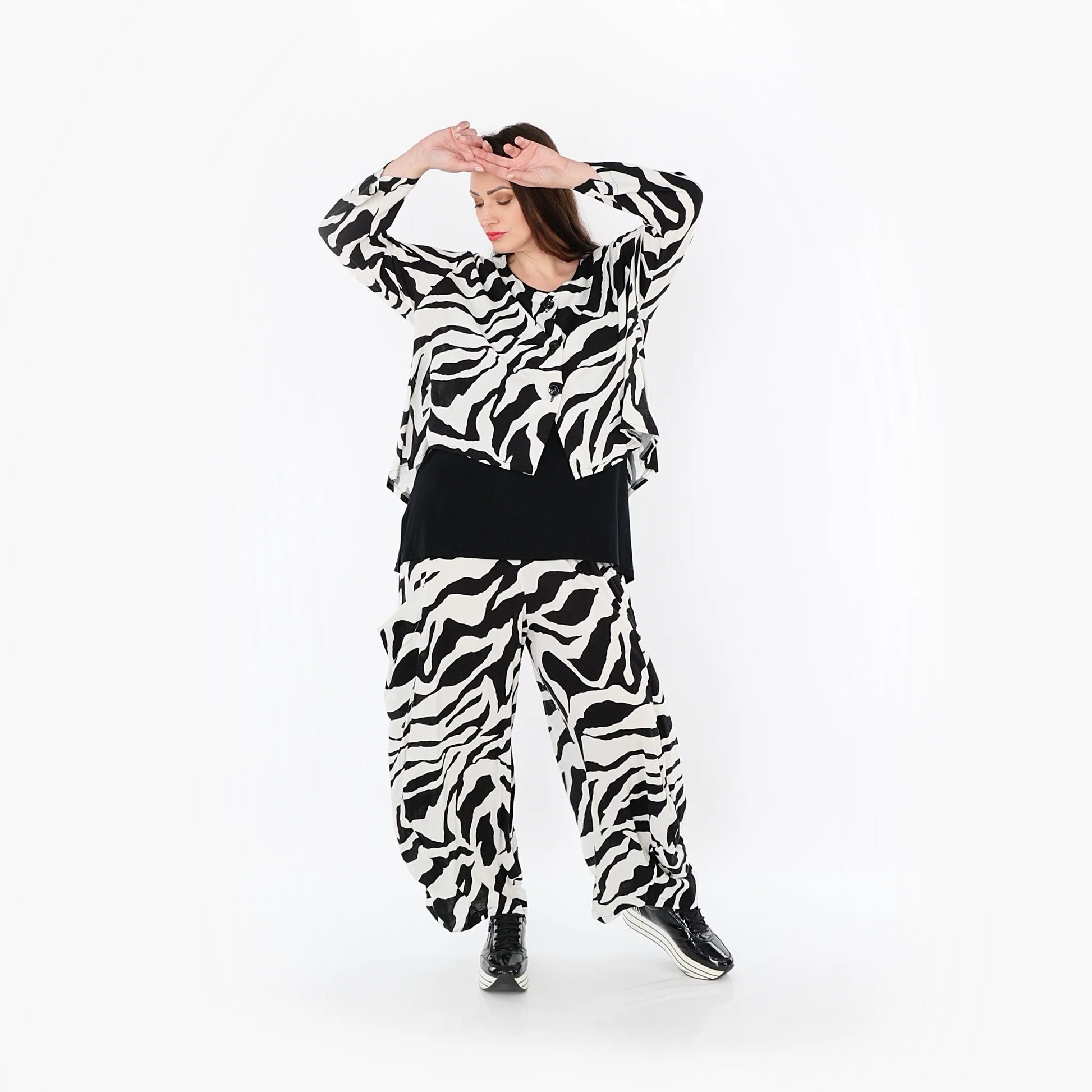  Ballonhose von AKH Fashion aus Rayon, 1486.08069, Weiß/Schwarz, Zebra, Ausgefallen, Schick