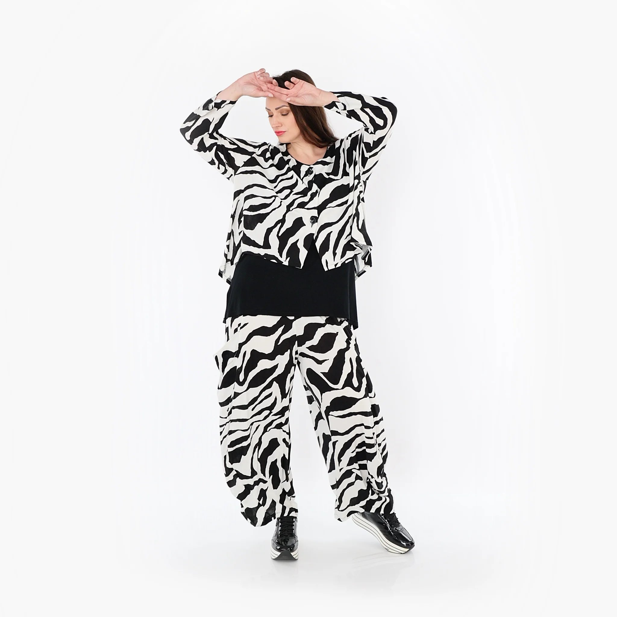  Ballonhose von AKH Fashion aus Rayon, 1486.08069, Weiß/Schwarz, Zebra, Ausgefallen, Schick