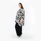  A-Form Bigshirt von AKH Fashion aus Rayon, 1486.00593, Weiß/Schwarz, Zebra, Ausgefallen