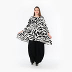  A-Form Bigshirt von AKH Fashion aus Rayon, 1486.00593, Weiß/Schwarz, Zebra, Ausgefallen