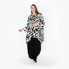  A-Form Bigshirt von AKH Fashion aus Rayon, 1486.00593, Weiß/Schwarz, Zebra, Ausgefallen