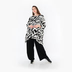  A-Form Bigshirt von AKH Fashion aus Rayon, 1486.00593, Weiß/Schwarz, Zebra, Ausgefallen