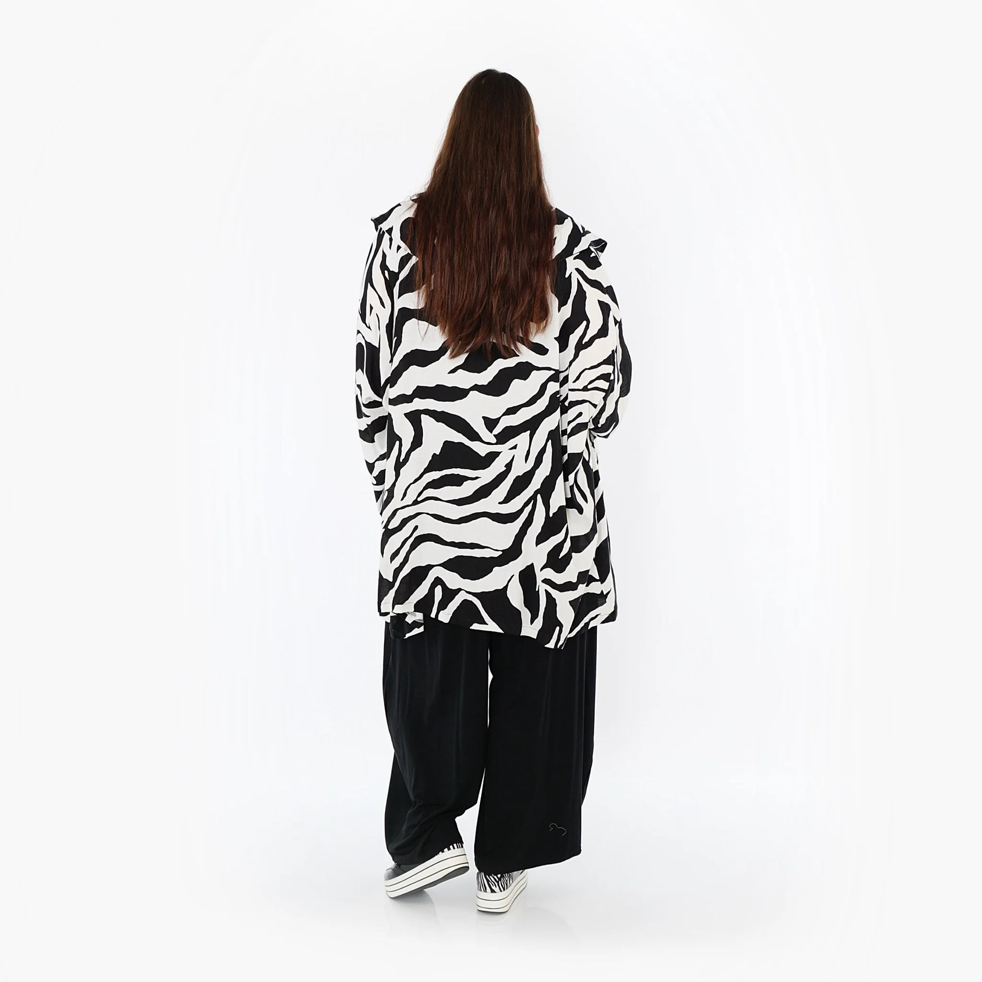  A-Form Jacke von AKH Fashion aus Rayon, 1486.06070, Weiß/Schwarz, Zebra, Ausgefallen