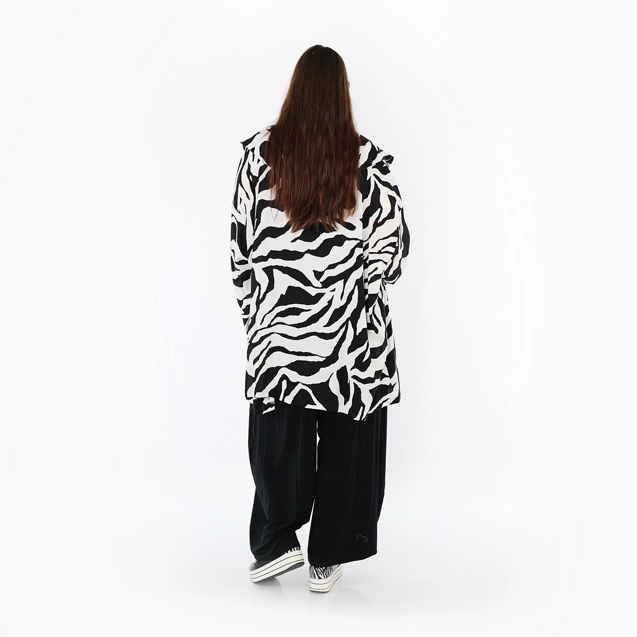  A-Form Jacke von AKH Fashion aus Rayon, 1486.06070, Weiß/Schwarz, Zebra, Ausgefallen