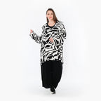  A-Form Jacke von AKH Fashion aus Rayon, 1486.06070, Weiß/Schwarz, Zebra, Ausgefallen