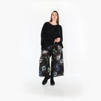 Marlene Hose von AKH Fashion aus Viskose, 1491.07070, Schwarz/Blau/Multi, Blumen, Schick