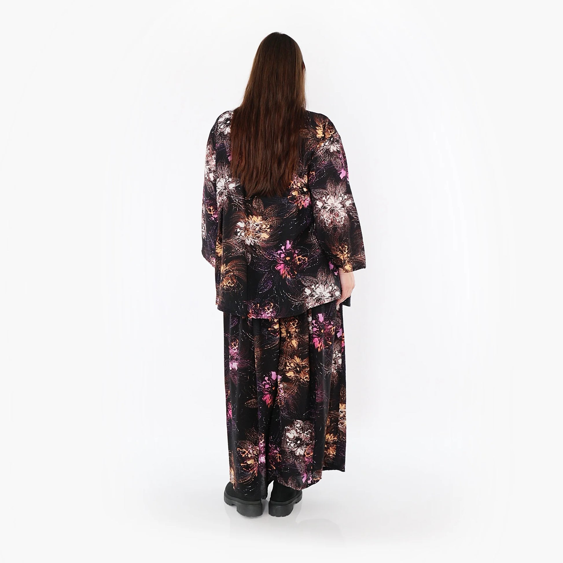 A-Form Jacke von AKH Fashion aus Viskose, 1491.06939, Schwarz/Fuchsia/Multi, Blumen